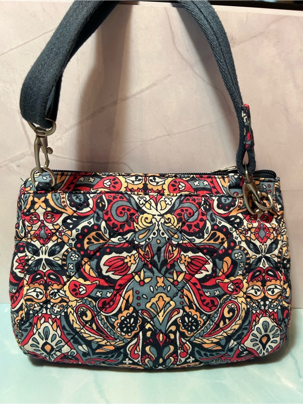 Vera Bradley Red Paisley Crossbody Wristlet - Picture 3 of 5